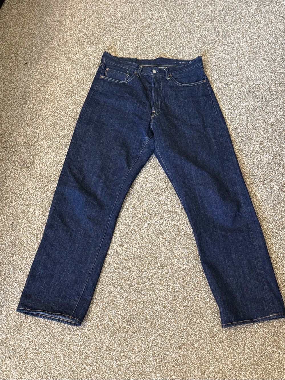 Men's ordinary fits 117 loose Dark Blue Straight-Leg Jeans 30